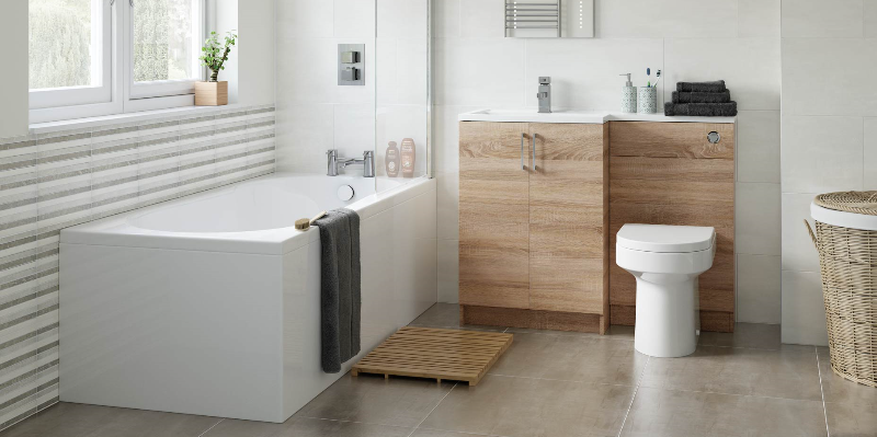 This image is showing the Volta Natural Oak Free standing units